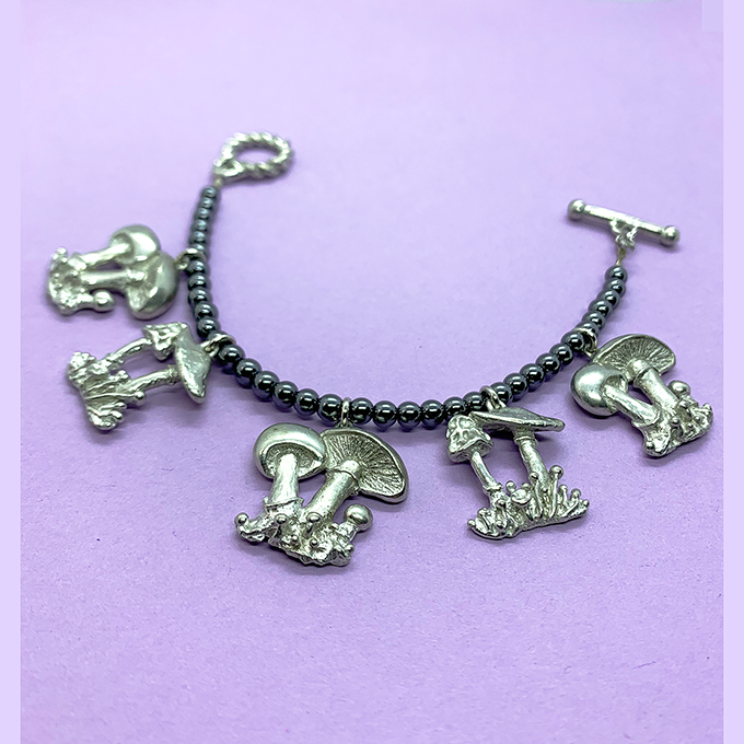 Mushroom charm bracelet