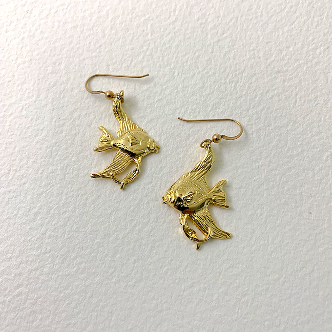 Angelfish Earrings, Gold