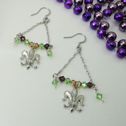 Fleur de Lis Mardi Gras Earrings