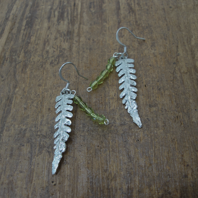 Fern With Crystal Earrings