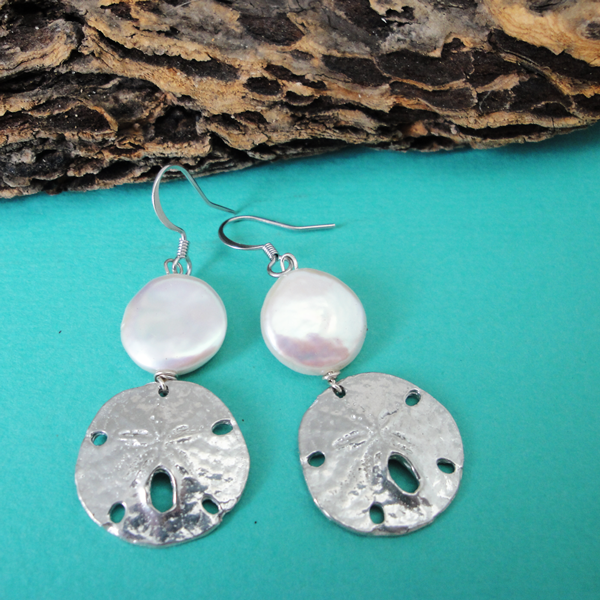Sand Dollar Earrings Pearl