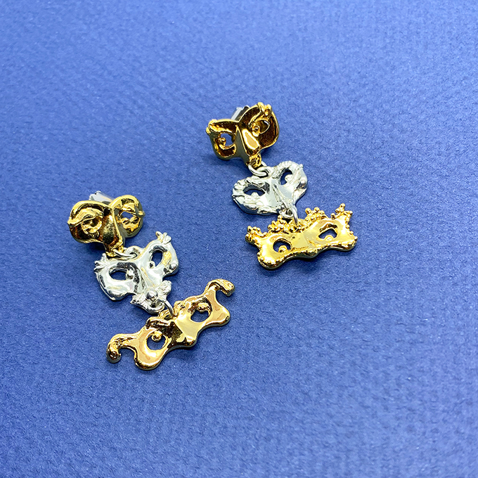 Mask Trio 2 Tone Earrings
