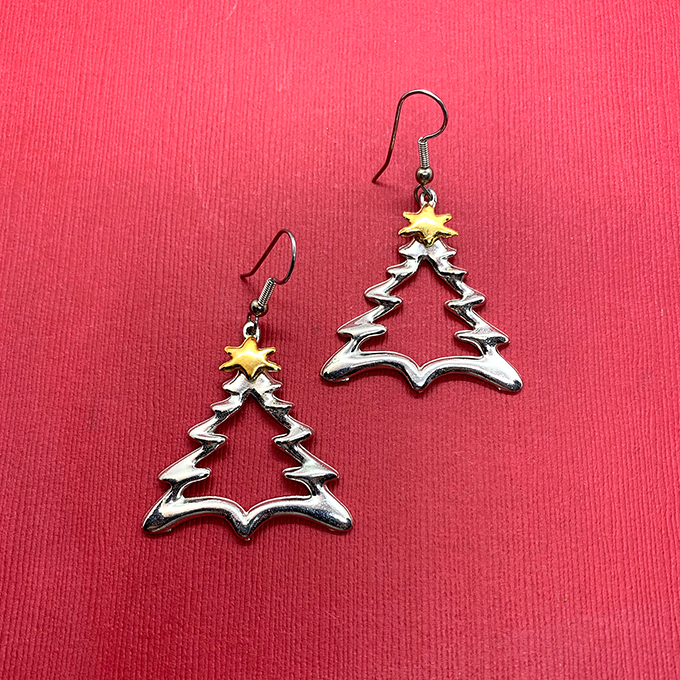 Zig Tree Earrings with gold star