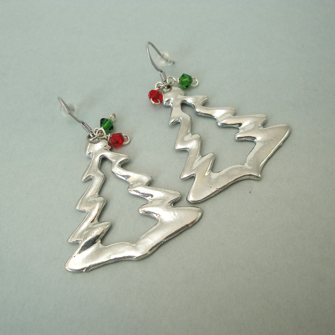 Zig Tree Earrings with Crystal