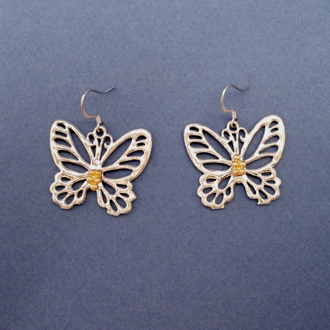 Butterfly 2 Tone Earrings