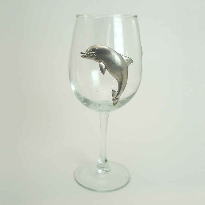 White Wine Glass, Dolphin