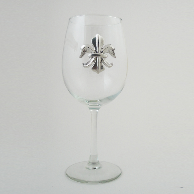 White Wine Glass, Fleur De Lis