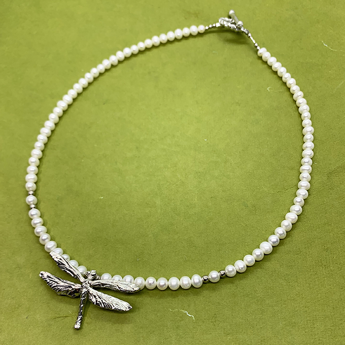 Dragonfly Pearl Necklace