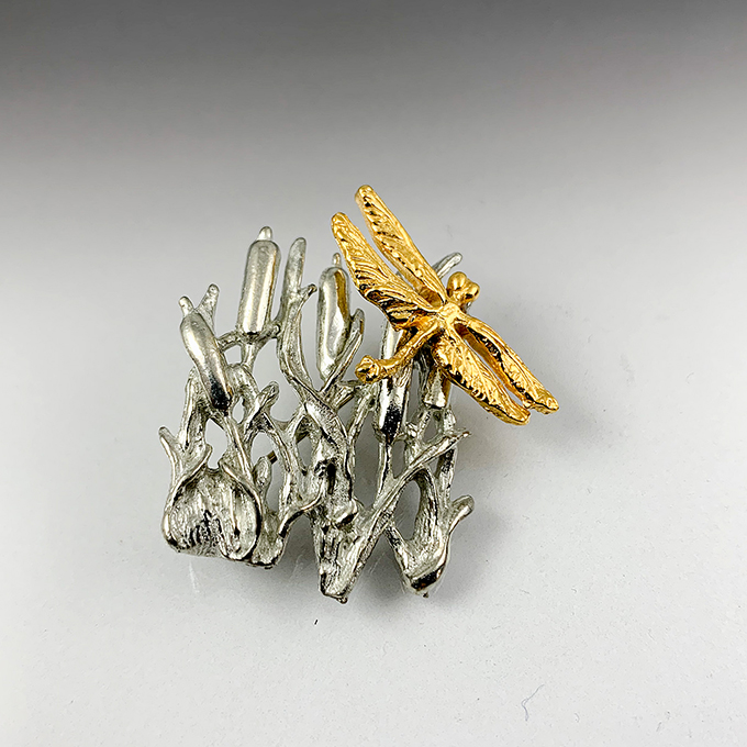 Dragonfly with Cattails Pin