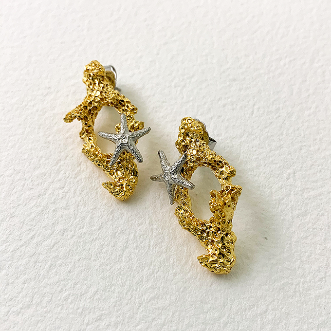 Coral 2 Tone Earrings