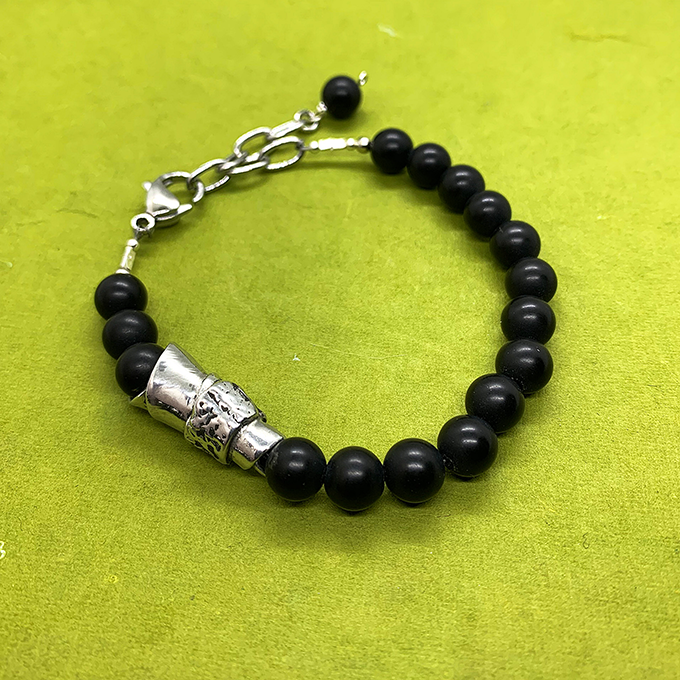 black onyx message Bracelet